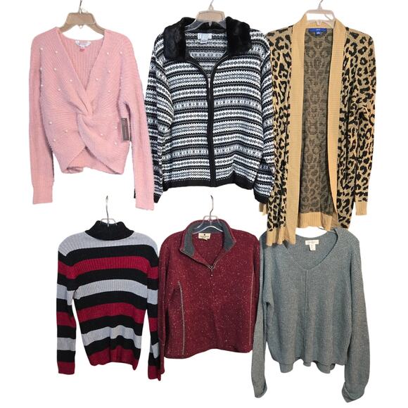 Women's Large L 12 14 Sweaters Cardigans Pullovers Vests Wholesale Bulk Lot of 6 - Picture 1 of 10